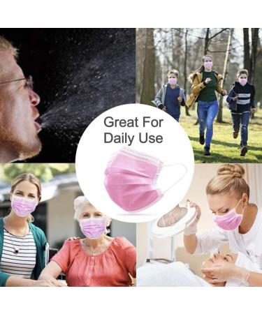 Pink Disposable Face Masks - 3 Ply Protection | 10 Pack | Ideal for Office Restaurant & Outdoor Use - Buy Online on SooperMarket.com