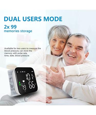 Ruord Large LED Backlit Blood Pressure Monitor - Adjustable Wrist Cuff, 99 Reading Memory, Irregular Heartbeat Indicator - Automatic Digital BP Monitor for Home Use - Black - Buy Online on SooperMarket.com