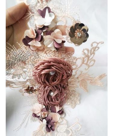RUINUO 3D Lace Beads Flower Applique Patch - Handmade Floral Embroidered Sew On Patch for Wedding Dress - Colorful Rose Design - 1pcs - Buy Online on SooperMarket.com