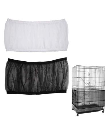 Bird Cage Seed Catcher (2 Pack), Airy Gauze Bird Cage Cover Seeds Guard Dust-Proof Universal Birdcage Accessories Mesh Net Cover Black + White Large