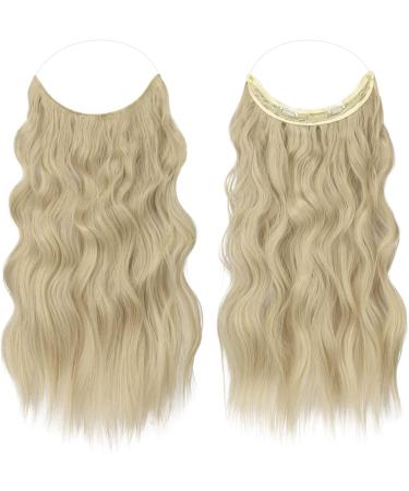 FESHFEN Invisible Wire Hair Extensions - 16 Ash Blonde Long Wavy Hairpiece for Women - Buy Online on SooperMarket.com