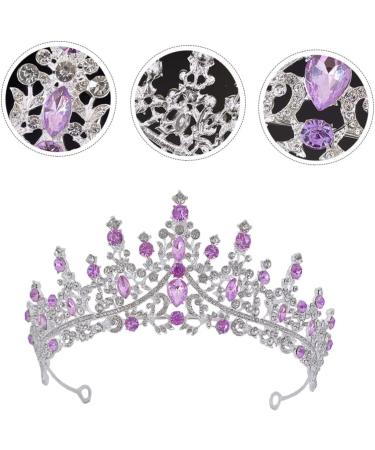 Purple Crystal Crown Tiara for Bridal Women Tiara Bridal Headpieces for Party Wedding Bridal Headband Bride Headdress Bridal Tiara Shiny Headband Wedding Bridal Hair Decor Tiaras 18X18CM Silver - Buy Online on SooperMarket.com