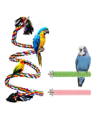 Aumuca Bird Perch Stand Bird Rope Perch Bird Toys 3 Pcs for Parakeets Cockatiels, Conures, Macaws, Lovebirds, Finches 39 inch (Pack of 3)