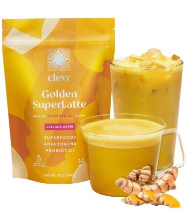 Clevr Blends Turmeric Powder Oat Milk Instant Latte Mix Golden Milk Moon Milk Latte Organic Spices Coconut Superfood Creamer SuperLatte Adaptogens Reishi and Lion s Mane Mushrooms and Probiotics 12 Ounce (Pack of 1)