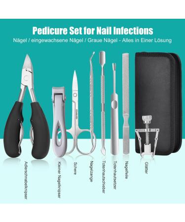 Jupeli Professional Toenail Clip Set - Sharp Stainless Steel Nail Clippers for Thick & Ingrown Nails 8PC Pedicure & Manicure Kit with Nail Scissors Shapers & Files - Perfect Foot Care Solution - Buy Online on SooperMarket.com
