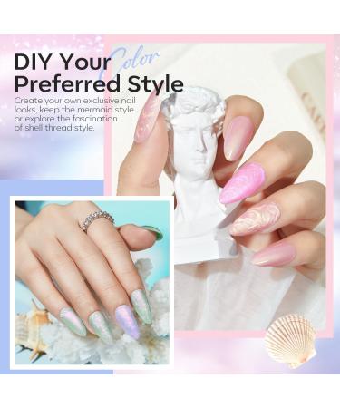 Modelones Pearl Gel Nail Polish 6 Colors Aurora Iridescent Shimmer White Pink Purple Mermaid Nail Drawing Gel Polish Soak Off UV Gel Led Spring Gel Polish Swirl Shell Thread Effect DIY Manicure Gifts - Buy Online on SooperMarket.com