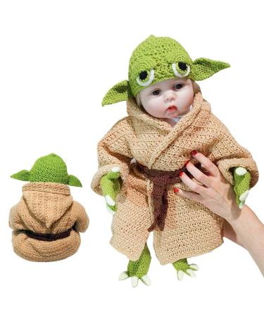 Crochet Star Wars Yoda Baby Costume Set, Baby Costume Photography Prop for Newborn Hand Mad Photography Prop Green