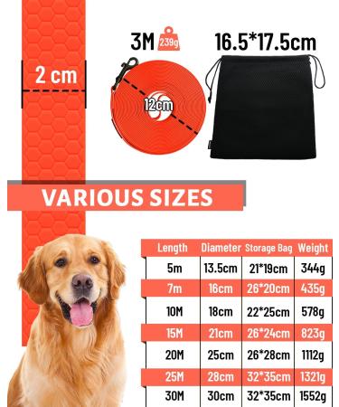 Looxmeer Rubberized Tow Lines for Dogs - 3m to 30m Leashes in Neon Orange | Ideal for Small & Medium Dogs | Durable Practice Lines - Buy Online on SooperMarket.com