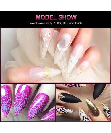 AORAEM Stiletto Nail Tips - 1000Pcs Acrylic False Nails Set with Bag (Short Clear+Natural) - Buy Online on SooperMarket.com