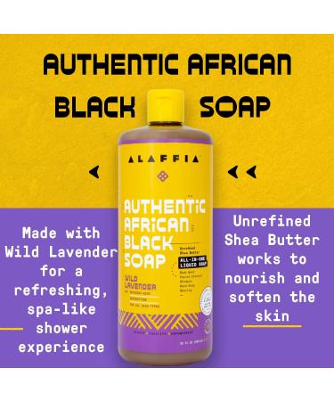 Alaffia Authentic African Black Soap 2-Pack Multi-Purpose Face & Body Wash, Shampoo, and Shaving Soap with Fair Trade Shea Butter & Wild Lavender Suitable for All Skin Types - 64 Fl Oz Total - Buy Online on SooperMarket.com