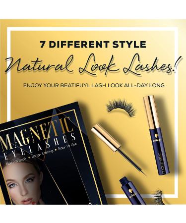 DUXEC Magnetic Eyelashes with Eyeliner Kit - 7 Reusable 3D Natural Look Pairs | Waterproof, Easy to Wear, No Glue Needed | Includes Tweezers (Pack of 1) - Buy Online on SooperMarket.com