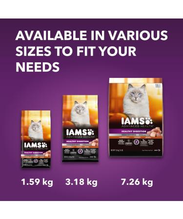 Iams Advanced Health Healthy Digestion Adult Dry Cat Food Turkey & Chicken Recipe 7.26kg Bag - Buy Online on SooperMarket.com