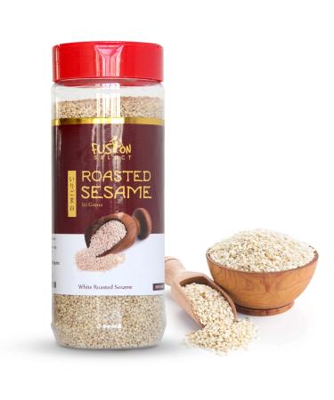 Fusion Select Roasted White Sesame Seeds - Natural Toasted Sesame Seed - Crispy, Crunchy, Nutty Taste for Asian, Mediterranean & Middle Eastern Cuisine - Salad, Soup, Noodle & Sushi Topping