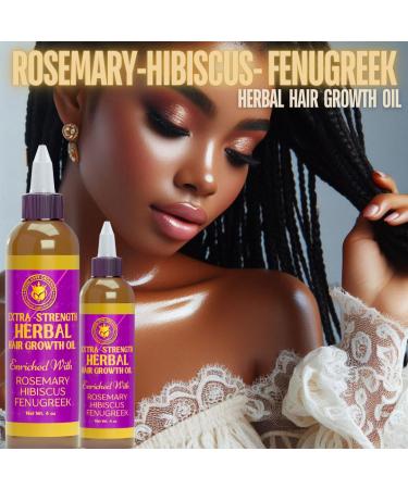 Extra-Strength Herbal Hair Growth Oil - Rosemary Hibiscus & Fenugreek - 4 oz for All Hair Types | International Shipping Available - Buy Online on SooperMarket.com