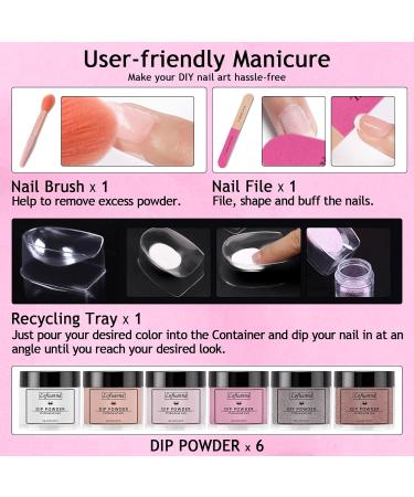 Lofuanna 6 Colors Dip Powder Nail Kit Starter - Professional Dipping Kit for French Dip Manicure - Nail Art Design Set for All Seasons - Buy Online on SooperMarket.com