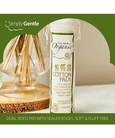 Simply Gentle Organic Cotton Pads Dual sided - Sealed Edges - Low Lint - 100% Organic Cotton Wool 100 Count (Pack of 6) - Buy Online on SooperMarket.com