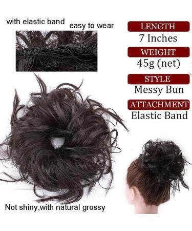 Tousled Updo Messy Bun Hair Extension - Dark Black - Synthetic Wavy Hairpiece for Women - Buy Online on SooperMarket.com