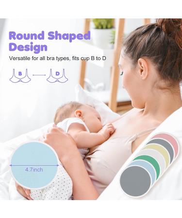 Organic Bamboo Nursing Breast Pads - 14 Pack for Breastfeeding and Maternity | Reusable, Washable, Soft & Natural | Large Nipple Pads for New Moms - Multicolor Set with Laundry Bag - Buy Online on SooperMarket.com