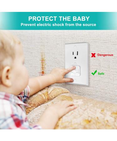 Baby Proofing Outlet Covers (40 Pack) | Child Proof Electric Shock Hazard Protector with Hidden Pull Handle | Secure Outlet Plug Cap for Safety | 32 Count Outlet Caps Included - Buy Online on SooperMarket.com