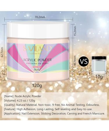 Saviland 120g Nudes Acrylic Powder - Professional Salon Quality for Nail Extension | 4.23oz Acrylic Nail Powder for French Nails - No Lamp Needed - Buy Online on SooperMarket.com