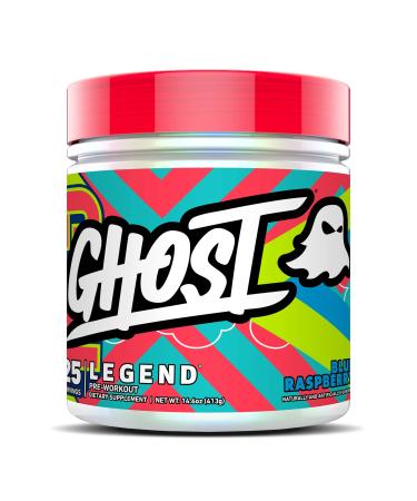 GHOST Legend V2 Pre-Workout Energy Powder Blue Raspberry - 25 Servings - Caffeine L-Citrulline & Beta Alanine Blend for Energy Focus & Pumps - Free of Soy Sugar & Gluten Vegan