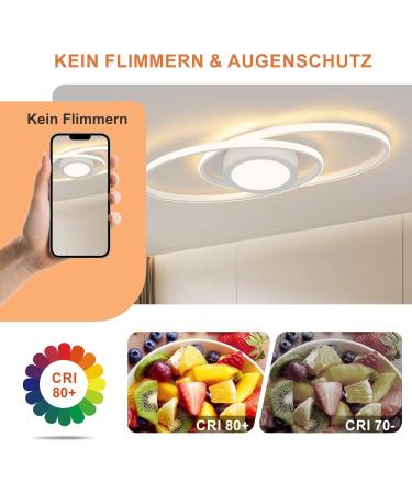 48W Dimmable Glitter LED Ceiling Lamp - Modern White Lighting for Living Room Bedroom & Office with Remote Control (3000K-6500K) - Buy Online on SooperMarket.com
