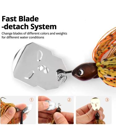 MadBite Bladed Jig Fishing Lures 5 pc and 3 pc Multi-Color Kits with Vibrating Action, Heavy-Wire Hooks, and Storage Box - 3/8 oz - Ideal for Clear Water & Muddy Water fishing - Buy Online on SooperMarket.com