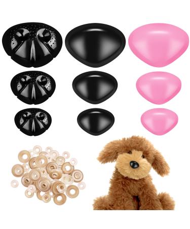 90 Pcs Safety Noses for Amigurumi Large Pink Safety Noses for Stuffed Animals Doll Noses Crochet Noses with Washers 11mm 15mm 20mm for Craft Doll Puppet Plush Toy Bear Accessories  3 Color