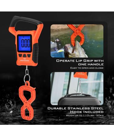 KastKing Fish Scale  WideView Floating Waterproof Digital Scale  2.5 Large LCD Display  110lb Capacity  Multi-Mode Pound/Ounces & Kilograms  Stores up to 9 Weights  Fishing Gifts for Men B: Orange combo - Buy Online on SooperMarket.com