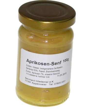 Wiedemer - fruity apricot mustard made of fresh preparation with selected natural vegan ingredients - 1 glass of 100g gourmet mustard for salad dressing sauce meat cheese bread and much more.