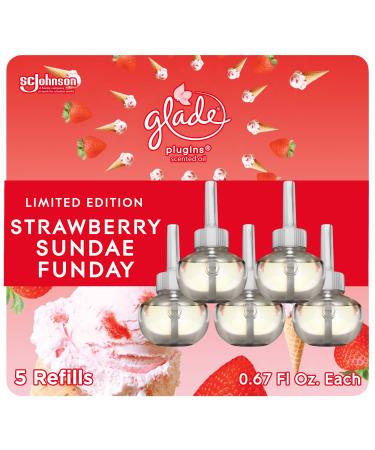 Glade PlugIns Refills Air Freshener, Scented and Essential Oils for Home and Bathroom, Strawberry Sundae Funday, 3.35 Fl Oz, 5 Count