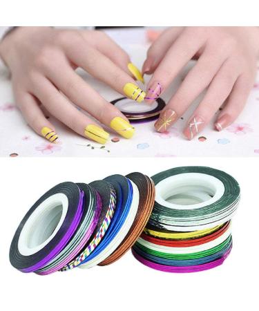 32Pcs Mixed Colors Nail Rolls Striping Tape Line DIY Nail Art Tips Decoration Sticker Nails Care Comfortable and Environmentally Useful and practical