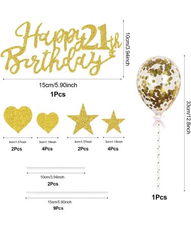 Happy Birthday Cake Toppers Decorations Glitter Birthday Cake Cards Baking Desserts Decoration Cards (21st Gold) 21st Gold - Buy Online on SooperMarket.com
