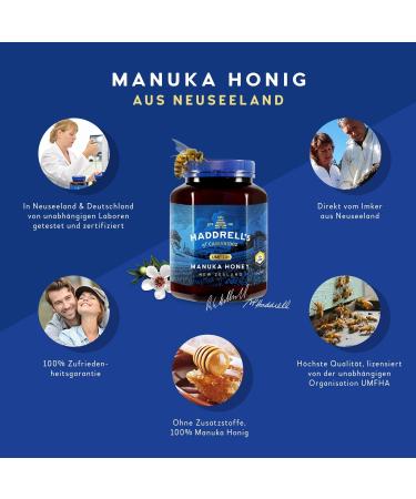 Haddrell's of Cambridge Manuka Honey | UMF 22+/MGO 970+ | Natural Premium New Zealand Manuka Honey | 250 Grams - Buy Online on SooperMarket.com