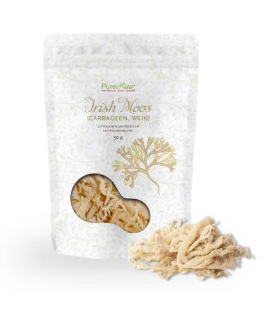Irish Moos Sea Moss cartilage tang (Wild Collection Vegan Roh) Carrageen Algae vegetable gelatin emulsifier thickening agent algae salad - Irish Moss white colorless seasideoos |Pureeraw 50g Irish moss 50.00 g (1 Pack)