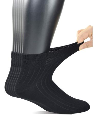 Yomandamor 6 Pairs Mens Bamboo Seamless Dress Ankle Diabetic Socks  Socks Size 10-13 10-13 Black