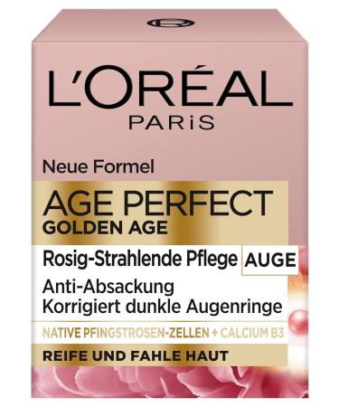 L'Or al Paris Age Perfect Golden Age Eye Care Cream - Anti-Aging & Brightening for Mature Skin with Peony Extract & Calcium B5 - 15ml - Buy Online on SooperMarket.com