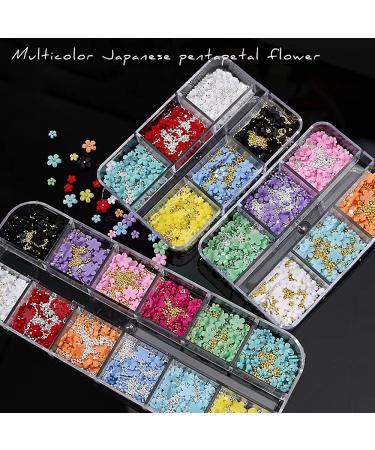 Maicodes Nail Charms for Acrylic Nails 3D Acrylic Flower for Nails  With Gold and Silver Beads for Nail Art Accessories DIY Ladies Jewelry Decorations Nail Art Supplies (Flower - B) Flower - A - Buy Online on SooperMarket.com