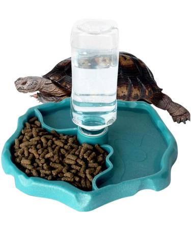 QIODAZOO Bowls for Reptiles Amphibians Tortoise Accessories 2 IN 1 Reptile Feeding Dish Automatic Dispenser Tortoise Water Dish Lake Blue - Buy Online on SooperMarket.com