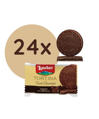 Buy Loacker Tortina Triple Choc - Crispy Chocolate Waffle Tarts | 24 Pcs of Gourmet Coffee Biscuits & Chocolate Shells - International Shipping Available - Buy Online on SooperMarket.com
