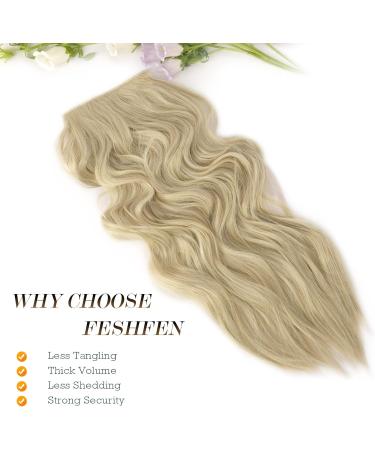 FESHFEN Invisible Wire Hair Extensions - 16 Ash Blonde Long Wavy Hairpiece for Women - Buy Online on SooperMarket.com