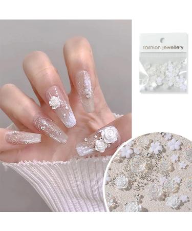 Pearl Mixed Flower Camellia Nail Art Set 3D Nail Art Supplies Nail Tip Nail Glitter Acrylic Nail Art Decorations Nail Art Jewelry 3d Flower Nail Nail Art Kit Nail Art Gems Kit B