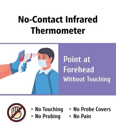 Digital Infrared Forehead Thermometer - No Contact, Fast Readings, Fever Indicators, Memory Function - Babies & Adults - Buy Online on SooperMarket.com