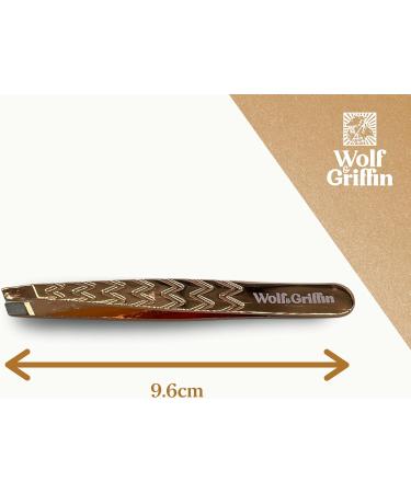 Wolf & Griffin Rose Gold Precision Tweezers - Professional Slanted Stainless Steel with Case | Ultimate Quality for Flawless Grooming - Buy Online on SooperMarket.com