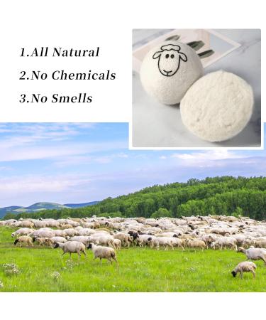 Organic XL Wool Dryer Balls - 6 Pack Sheep Pattern | Cute Fabric Softener | Shorten Drying Time | Reusable Laundry Essential - Buy Online on SooperMarket.com