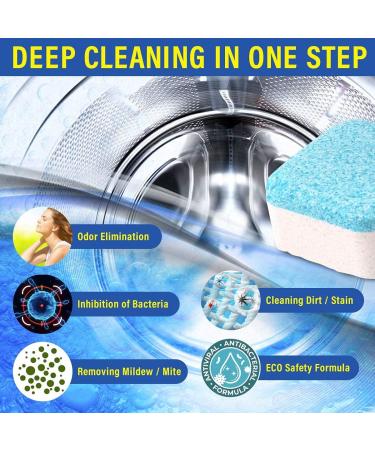 HIWILL Washing Machine Cleaner Tablets - 32 Deep Cleaning Effervescent Tabs | Triple Decontamination & Natural Formula | For All Machines Including HE | Eliminate Stinky Grimy Washer - Buy Online on SooperMarket.com