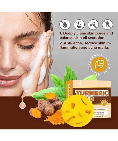 TBeautfave Turmeric Soap Natural Soap for Face & Body Organic Soap Turmeric Brightening Soap Handmade Soap Bar for for Acne & Dark Spots Moisturizing Deep Cleansing Erase Fine Lines - Buy Online on SooperMarket.com
