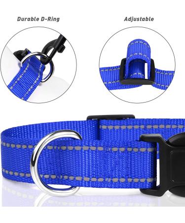 TagME Reflective Nylon Dog Collar - Adjustable Classic Collar with Quick Release Buckle - Small Size, Royal Blue - Buy Online on SooperMarket.com