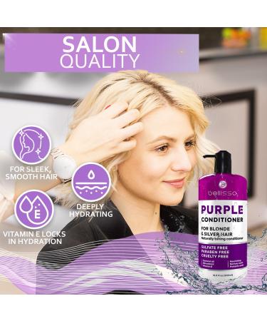 Purple Conditioner for Blonde Hair - Sulfate & Paraben Free Toner - Eliminate Brassy Tones for Color Treated Bleached Silver White & Gray Hair - Unisex Care - Buy Online on SooperMarket.com