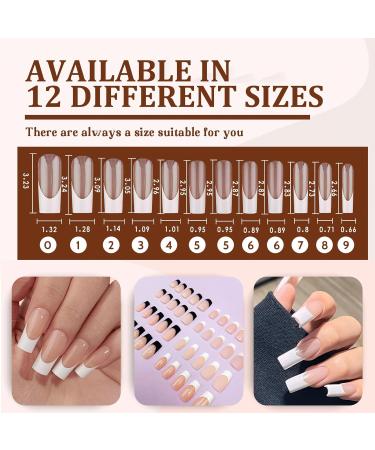 French False Nails - 24PCS Gloss Nude White Square Press on Nails with Jelly Glue | Long Square White Fake Nails for Women & Girls - Buy Online on SooperMarket.com